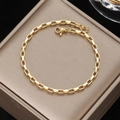 Pulsera minimalista de cadena tipo box en acero de titanio dorado con cierre de mosquetón - Cadena de caja dorada de alto brillo