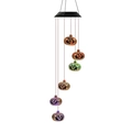 Solar powered Halloween pumpkin wind chime with colorful LED glowing jack-o-lanterns - Electroplated Pumpkin