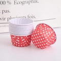 Pack of red paper cake cups with white polka dots for high temperature baking - Red with White Polka Dots