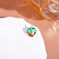 Gold-plated heart pendant with green to orange gradient zircon crystal inlay - Multicolor