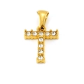 18K gold plated stainless steel cross pendant with sparkling zircon inlays - Letter T Pendant