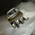 Grande molletta per capelli argento lucido con effetto specchio per acconciature eleganti - Quadrato 3 Artigli Argento 5cm