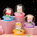 Luminous cartoon animal glass balls with happy base for desktop decor, set of four colors - 2525# (lights + Snowflakes)