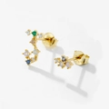 Macro shot of S925 silver gold-plated stud earrings with colorful inset gemstones - 925 Silver / Scorpio (18K Gold)