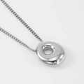 Silver hollow bubble circle pendant necklace with minimalist metallic finish - Steel Letter O