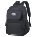 Zaino business nero multifunzionale con logo SRT FASHION e striscia riflettente di sicurezza - Nero
