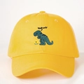 Berretto da baseball in cotone giallo con ricamo dinosauro verde e scritta Hugger - Taglia unica / Giallo Brillante