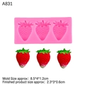 Pink silicone strawberry cake mold with 3 cavities for realistic fruit fondant shapes - Strawberry / Pink
