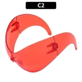 Y2K futuristic oversized red translucent wrap sunglasses in sleek C2 colorway - Red