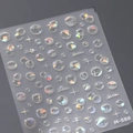 Adesivi per unghie 3D bolle e stelle con paillettes aurora su foglio opaco, modello M-586 - Stile 3D Bolle M-586