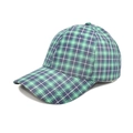 Top view of a classic blue and green plaid baseball cap with a curved brim and breathable eyelets - M(56-58cm) / Green