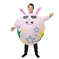 Pink inflatable Easter bunny costume with sunglasses and colorful star patterns - Easter Egg Bunny / One Size
