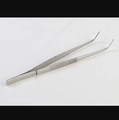 Single silver curved stainless steel tea tweezers with non-slip texture on white background - Thick Stainless Steel Tea Tongs 20cm (PJ170811-2)