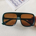Classic oversized square sunglasses for men with dark green frame and amber brown lenses - Green Frame Tea Lens