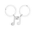 Détail des porte-clés note de musique en acier inoxydable qui s'emboîtent pour couples - Paire Argent