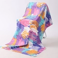Abstract double-sided microfiber beach towel with vibrant purple and yellow graffiti patterns - C-Multicolor Abstract Graffiti Style