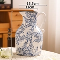 Vintage style white ceramic vase with blue floral pattern and ice crackle glaze - A089 Fresh Pattern Ice Crackle Kettle Vase / H24.5cm X W16.5cm
