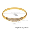 Detailed dimensions of 18K gold plated stainless steel zircon bangle with 5.9cm diameter - Z420-Wide Style / Gold White Zirconia