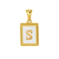 Goldkette mit Buchstaben S, weißem Muscheleinleger und rechteckigem Perlenrahmen - Buchstabe S