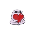 Cartoon enamel pin featuring pink character hugging red heart, creative metal badge - Love Heart (Character Holding Heart)