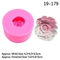 Pink silicone mold for 3D peony flowers with resin craft example and size dimensions - Style 1 (19-179) / Pink