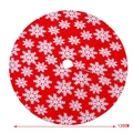 Jupe de sapin de Noël rouge peluche de 120cm avec motifs flocons de neige blancs - 120cm / Rouge