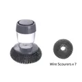 Brosse de cuisine avec distributeur de savon et 7 têtes de rechange en laine d'acier - Brosse Métallique + 7 Balles Métalliques