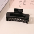 Classic matte black rectangular hair claw clip for women on a minimal beige background - #41 Glossy Black - 10.5cm / Bulk (No Packaging)