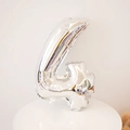 Silver number 4 aluminum foil balloon for birthday party decorations on white pedestal - Number 4 / 16" / Silver