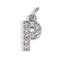 Silver letter P alphabet pendant featuring sparkling rhinestones for DIY jewelry making - Letter P / Silver