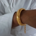 Polished chunky gold-tone link bracelet featuring a wide segmented chain design on wrist - Bracelet-1.6cm / Gold