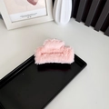 Plush faux fur large square claw clip in soft pink for thick hair styling - Medium Orange Pink (approx. 10cm)