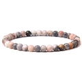 Natural 4mm amethyst tiger eye stone beaded elastic bracelet with multicolor beads - Pink Zebra Stone