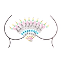 Detailed view of colorful heart-shaped acrylic gem stickers for chest and face decoration - Pattern 96