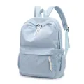 Sky blue corduroy college backpack with large main compartment and side pockets - Large / Light Blue