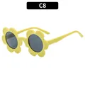 Fashionable flower shaped children's sunglasses with yellow frames and dark lenses - Matte Matcha Green Frame Grey Lens