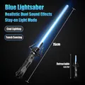 Extendable 75cm blue glowing lightsaber toy with realistic combat sound effects - Retractable Blue Single Sword With Sound