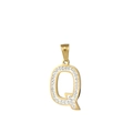 Collier avec pendentif lettre Q dorée en acier inoxydable et cristaux étincelants - Lettre Q