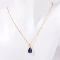 Collana placcata oro 18k con pietra natale in zircone blu scuro a forma di goccia - Settembre Blu
