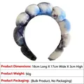 Blue, black, and white tie-dye puffy bubble headband with thick sponge velvet texture - Velvet Headband / Blue Gradient