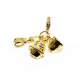 Detail of gold kitchen-themed charms with mini whisk and cake mold set with zircons - Kitchen Theme/Whisk