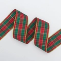 Red and green Christmas plaid ribbon with gold metallic edges for gift wrapping - Gold Edge 4cm*100 Yards