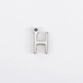 Silver finish stainless steel letter H alphabet pendant charm with metallic luster - H (Bracelet Accessory) / Steel