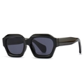 Gafas de sol modernas de polígono irregular con montura negra gruesa y lentes grises oscuros - Negro Brillante (C4)