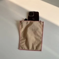 Tragbare beige Nylon-Organizer-Tasche mit rosafarbenen Nähten für Smartphones - Mini Beige