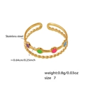 Vue détaillée de la bague en acier avec points colorés et structure perlée à double couche - US 7 / Mauvais Œil Doré