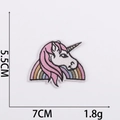 Detailed size view of cartoon rainbow unicorn embroidery patch measuring 5.5cm by 7cm - Style 7 Cartoon Unicorn