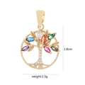 Golden Tree of Life necklace with colorful zircon stones, height 1.8cm, weight 2.3g - [D9530JC] Gold Multi-color Round Life Tree (1.8cm)