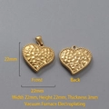 Macro detail of 22mm 18k gold heart pendant showing front and back hammered texture - P00036G-Hammered Beaded Edge Heart