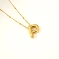 Balloon-style gold letter P necklace with polished finish on a satellite chain - Letter P(S-P062-P)